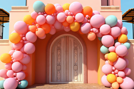 Balloon Gate garland with arch Aspire to award winning photography Generated AIの素材