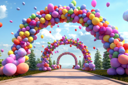 Balloon Gate garland with arch Aspire to award winning photography Generated AIの素材