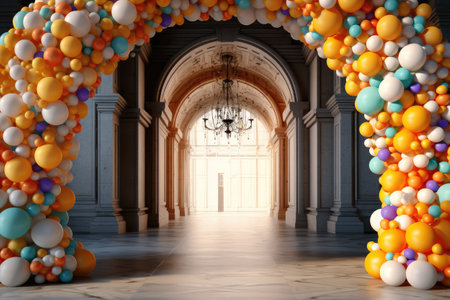 Balloon Gate garland with arch Aspire to award winning photography Generated AIの素材