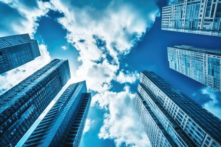 Skyscraper Buildings and Sky View Stock Photos photography Generated AIの素材