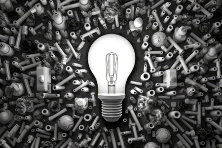 stock photo of a design with an electrical circuit and bulb theme photography Generated AIの素材