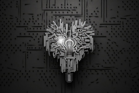 stock photo of a design with an electrical circuit and bulb theme photography Generated AIの素材