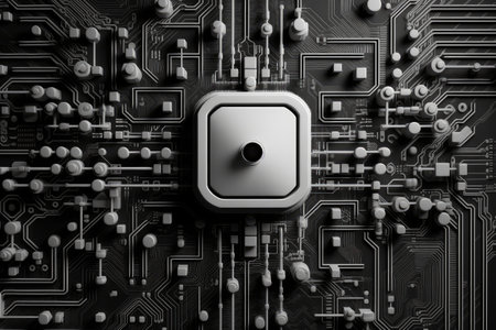 stock photo of a design with an electrical circuit and bulb theme photography Generated AIの素材