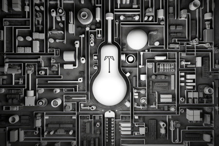 stock photo of a design with an electrical circuit and bulb theme photography Generated AIの素材