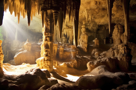 stock photo of a design inside cave show stalactites and stalagmites photography Generated AIの素材