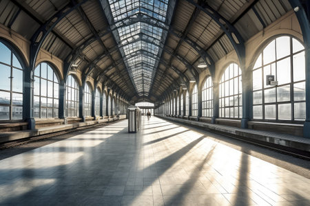 stock photo of empty Train station photography Generated AIの素材