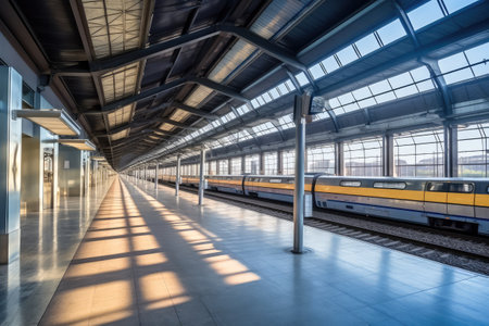 stock photo of empty Train station photography Generated AIの素材