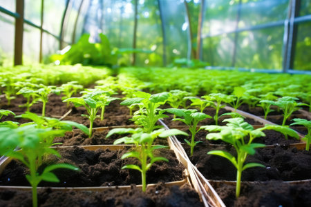 stock photo of growing plants in greenhouse garden photography Generated AIの素材