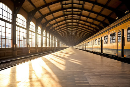 stock photo of empty Train station photography Generated AIの素材