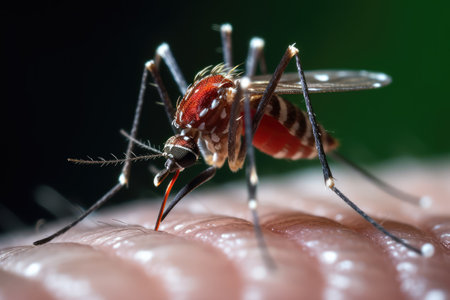 mosquito sucking human blood profesional photography ai generatedの素材