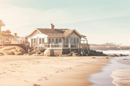 Beautiful beach inn Profesional Photography AI Generatedの素材