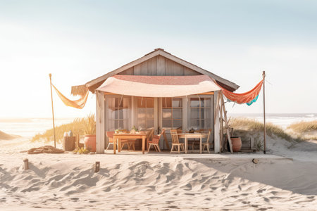 Beautiful beach inn Profesional Photography AI Generatedの素材