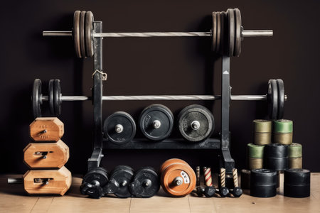 Weight Lifting Equipment shapes professional photography AI Generatedの素材