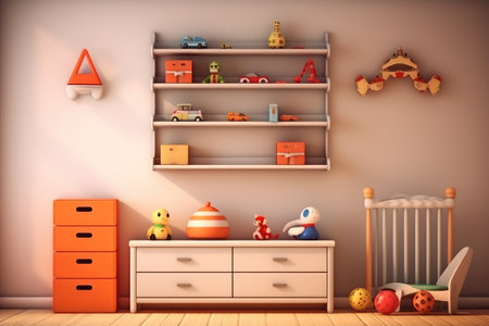 toys room with organizer design in baby bed room inspiration professional photography AI Generatedの素材