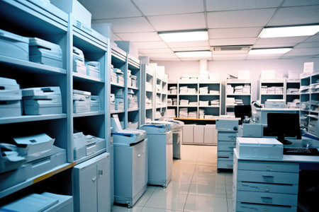 stationery room in the office with copier machine professional photography AI Generatedの素材