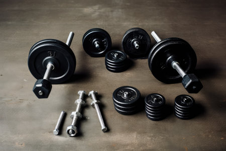 Weight Lifting Equipment shapes professional photography AI Generatedの素材