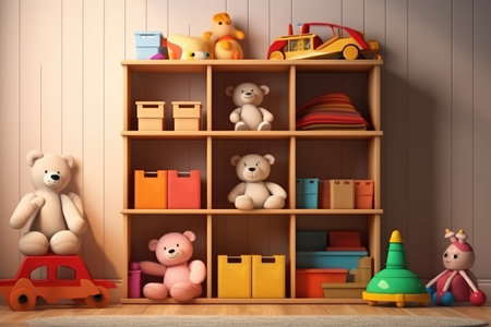 toys room with organizer design in baby bed room inspiration professional photography AI Generatedの素材