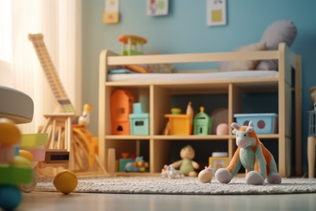 toys room with organizer design in baby bed room inspiration professional photography AI Generatedの素材