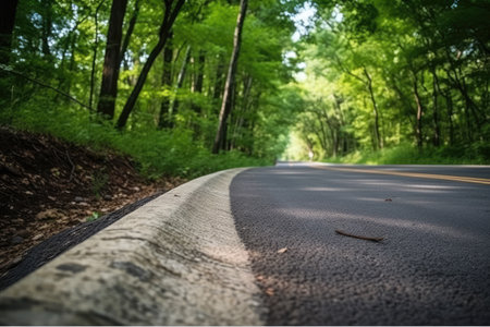 On the Road on a winding forest road hyper detail professional advertising photography AI Generatedの素材