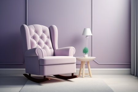 nursing chair for nursery in the baby bed room pastel color professional advertising photography AI Generatedの素材