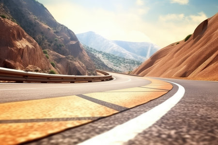 On the Road a winding mountain road hyper detail professional advertising photography AI Generatedの素材
