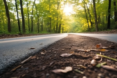 On the Road on a winding forest road hyper detail professional advertising photography AI Generatedの素材