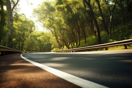 On the Road on a winding forest road hyper detail professional advertising photography AI Generatedの素材