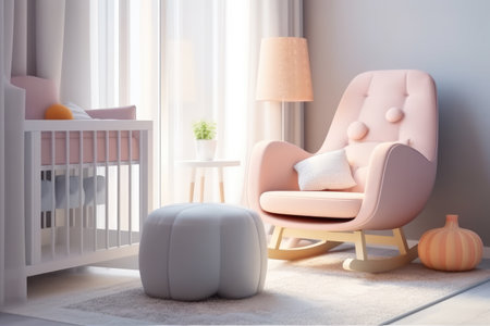 nursing chair for nursery in the bed room white isolated background professional advertising photography AI Generatedの素材