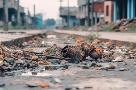 Abandoned garbage on the street. Pollution of environment concept.の素材