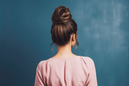 bun hairstyles for long hair look form back professional photographyの素材