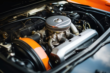 inside car hood engine professional photography AI Generatedの素材