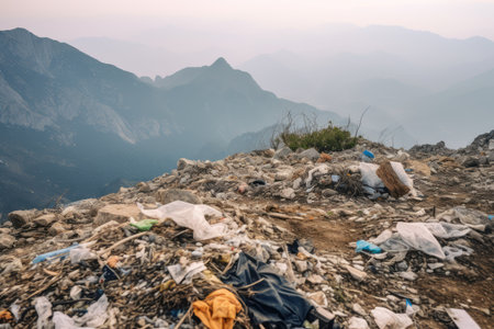 trash in the mountain professional advertising photography AI Generatedの素材