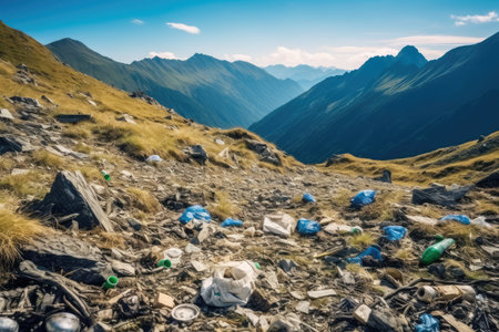 trash in the mountain professional advertising photography AI Generatedの素材