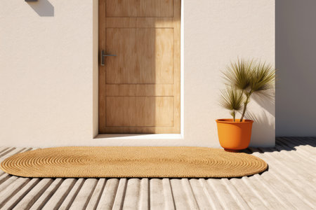 terrace with doormat minimalist decorated furniture professional advertising photographyの素材