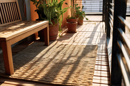 terrace with doormat decorated furniture professional advertising photography AI Generatedの素材