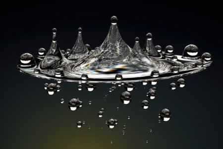water drops fall to form ripples professional advertising photographyの素材