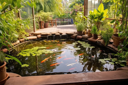 fish pond at home design ideas professional advertising photographyの素材