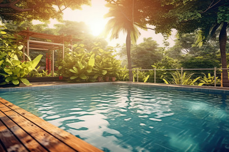 swimming pool at home design professional photograpphy AI Generatedの素材