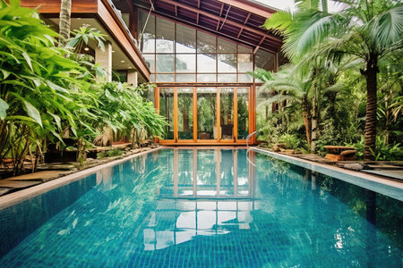 swimming pool at home design professional photograpphy AI Generatedの素材