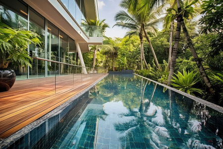 swimming pool at home design professional photograpphy AI Generatedの素材