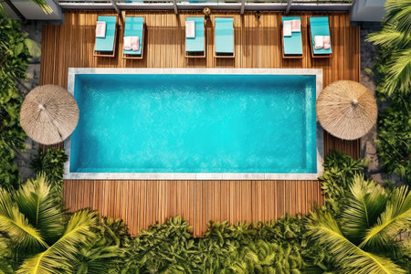 luxury rooftop swimming pool design professional photograpphy AI Generatedの素材