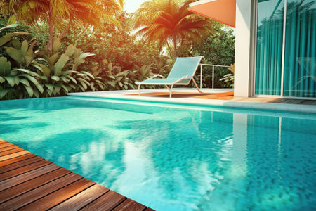 swimming pool at home design professional photograpphy AI Generatedの素材