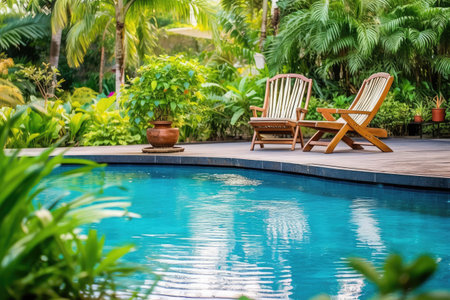 swimming pool at home design professional photograpphy AI Generatedの素材