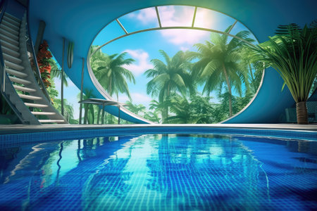 swimming pool at home design professional photograpphy AI Generatedの素材