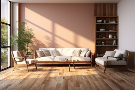 Minimalist interior design of living room professional advertising Photography ai generatedの素材