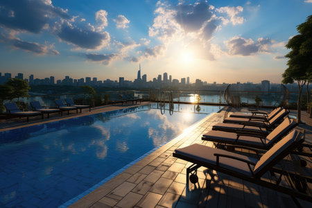 rooftop swimming pool design professional advertising photographyの素材
