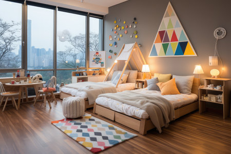 Childrens bedroom inspiration design decorated in house professional advertising photographyの素材