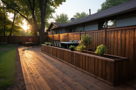 Backyard Fence inspiration design professional advertising photography AI Generatedの素材