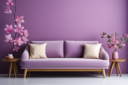 big blank frame for mockup with sofa professional advertising photography AI Generatedの素材