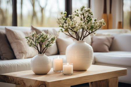 candles in living room professional advertising photography AI Generatedの素材